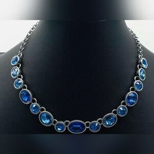 MONET Demi Parure Blue Rhinestone Necklace Vintage 18-inch